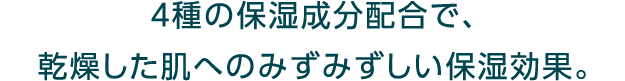 4種の保湿成分配合で、乾燥した肌へのみずみずしい保湿効果。